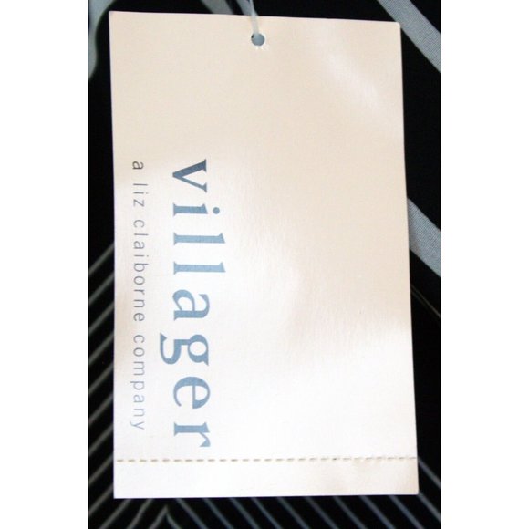 NWT Villager Liz Claiborne Black & White Striped Chevron Maxi Long Skirt Size 18 - Picture 9 of 15